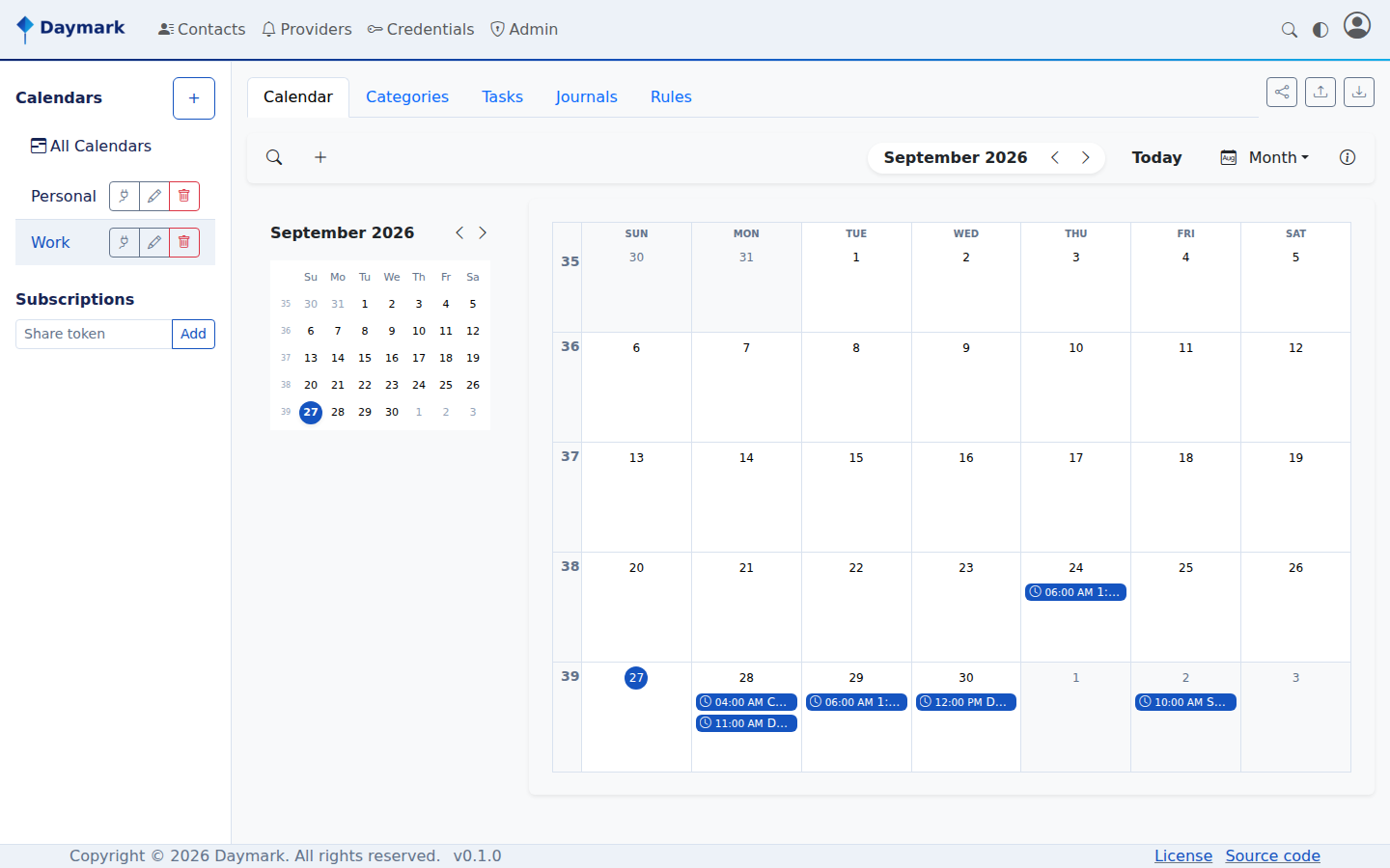 Calendar month view